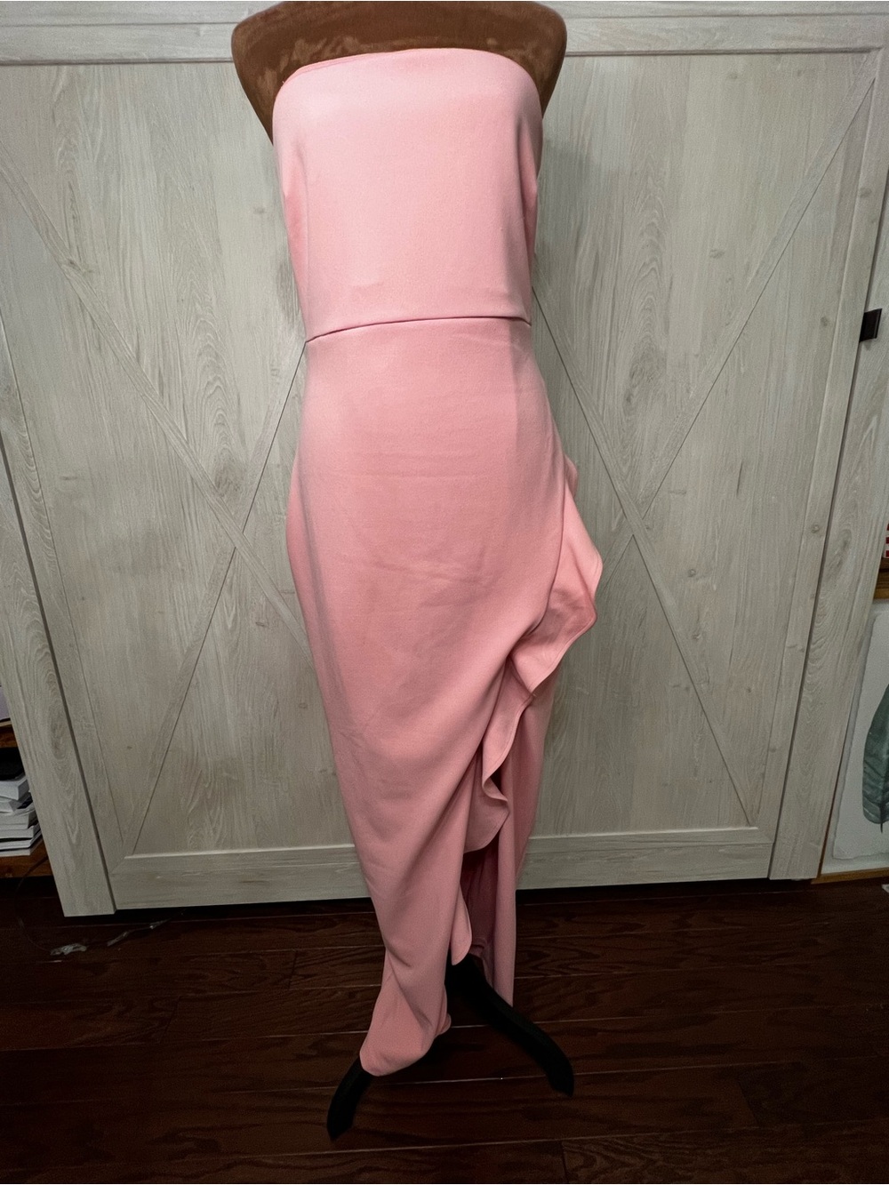 Lulus After Hours Muted Blush Pink Strapless Ruffled Maxi Dress size medium
